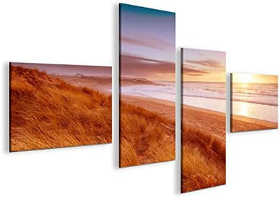 islandburner Bild Bilder auf Leinwand Dünen Nordsee Sonnenuntergang 4L XXL Poster Leinwandbild Wandb