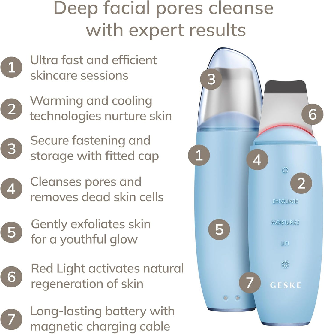 GESKE | SmartAppGuided™ MicroCurrent Skin Scrubber & Blackhead Remover | 9 in 1 | Skincare Tools | F