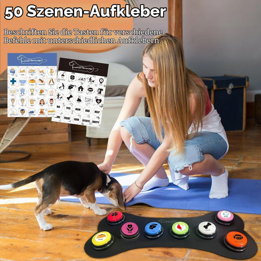 BUYVIKAY Satz von 8 Farben Hundeknöpfe,Hunde Button,Haustierknöpfe für die Kommunikation, beschreibb