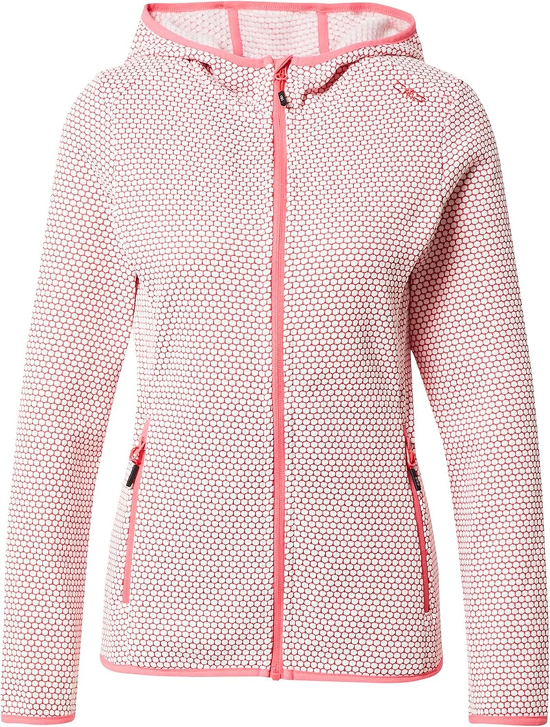 CMP Woman Jacket Fix Hood Jacquard Knitted 32H5596 Pink/Weiss 34, Pink/Weiss 34