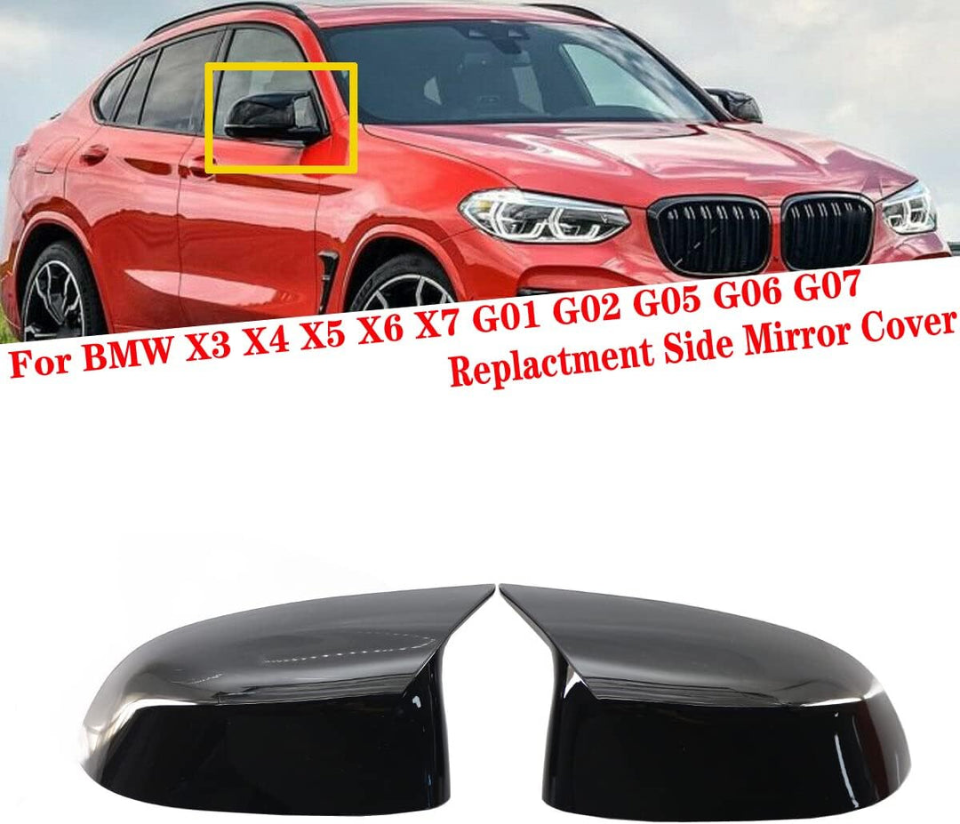 GSRECY Spiegel-Abdeckkappen im M-Stil, glänzend, Schwarz, für X3 X4 G01 G02 2018 2019 2020 2021, X5