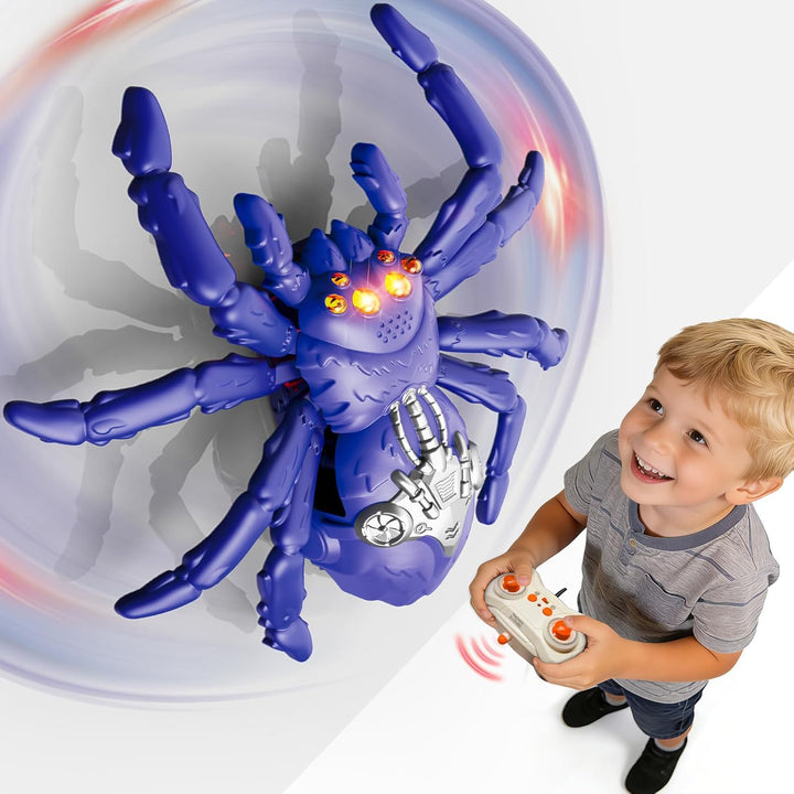 Wall Crawling Spider, Rechargeable Remote Control Robot Kids Toys, Wall Climbing Funny Prank Toys Bi