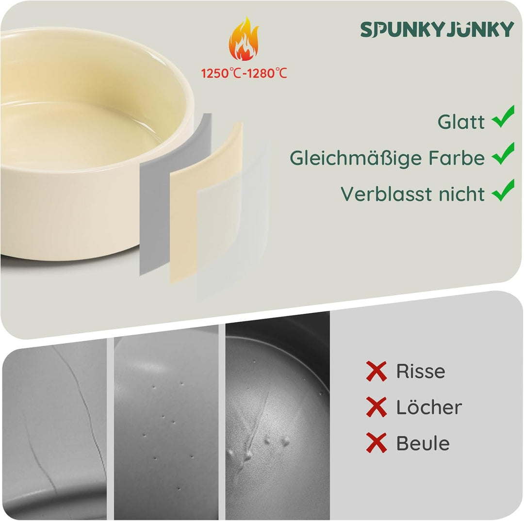 SPUNKYJUNKY Keramik Hundenapf Fressnapf Futternapf Katzennapf Napf für Katzen und Hunde (850ml, Beig