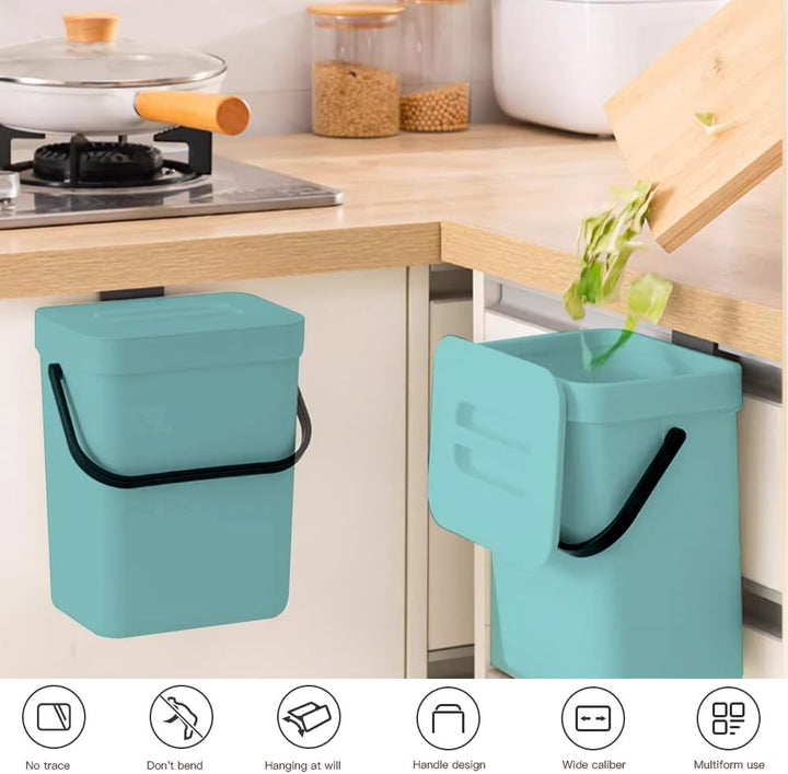 Küchenmülleimer - Kleiner 3L Bio Mülleimer mit Deckel - Geruchshemmend - Arbeitsplatte zum Aufhängen