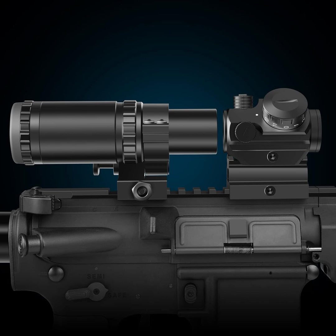 Feyachi M37 1.5X - 5X Rotpunkt-Vergrösserer mit Flip-to-Side-Montage und Fokuseinstellung, optischer
