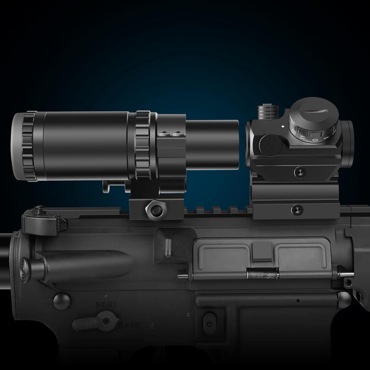 Feyachi M37 1.5X - 5X Rotpunkt-Vergrösserer mit Flip-to-Side-Montage und Fokuseinstellung, optischer