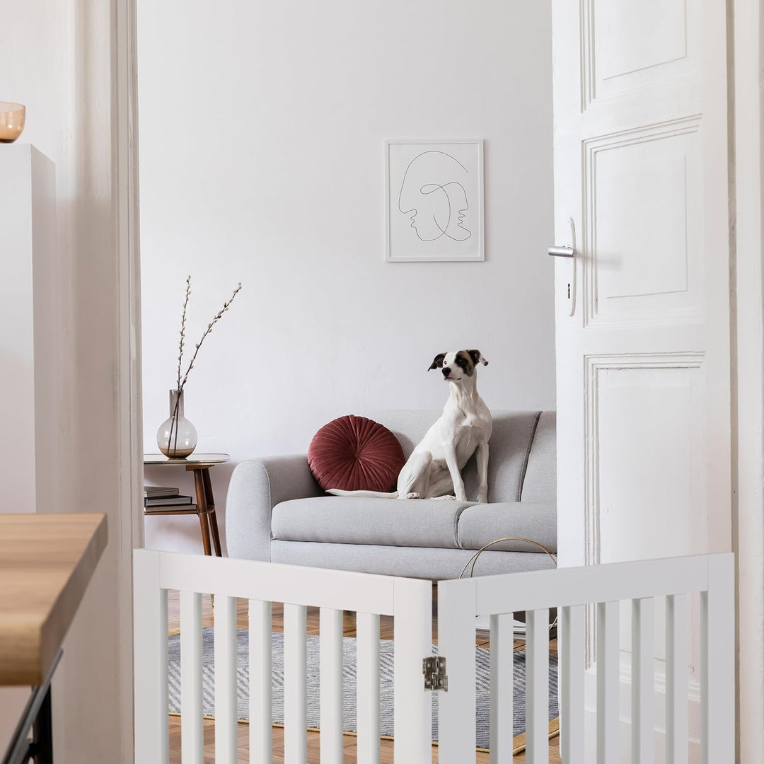 Relaxdays Hundeabsperrgitter, freistehendes Schutzgitter, HxB: 91,5 x 103 cm, MDF, zusammenklappbar,