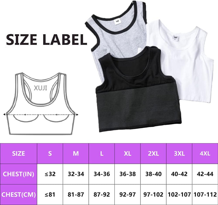 XUJI Brust binder Atmungsaktiv Baumwolle mit Gummiband für Transgender FTM Weiss XXL, Weiss XXL