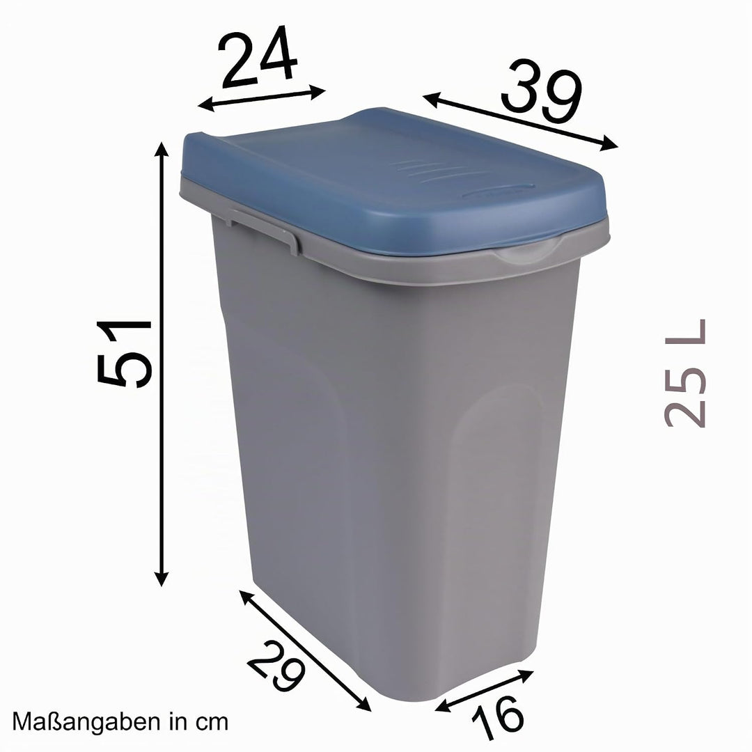 #11 25L Mülleimer blau Deckel Recycling Mülltrennung Abfalleimer Abfallbehälter Müll Küche rechtecki