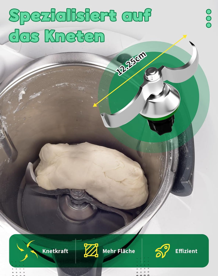 Teigmesser für Thermomix TM6 TM5 TM7– Edelstahl Teigmischmesser Mixmesser Ersatzteile mit Dichtring