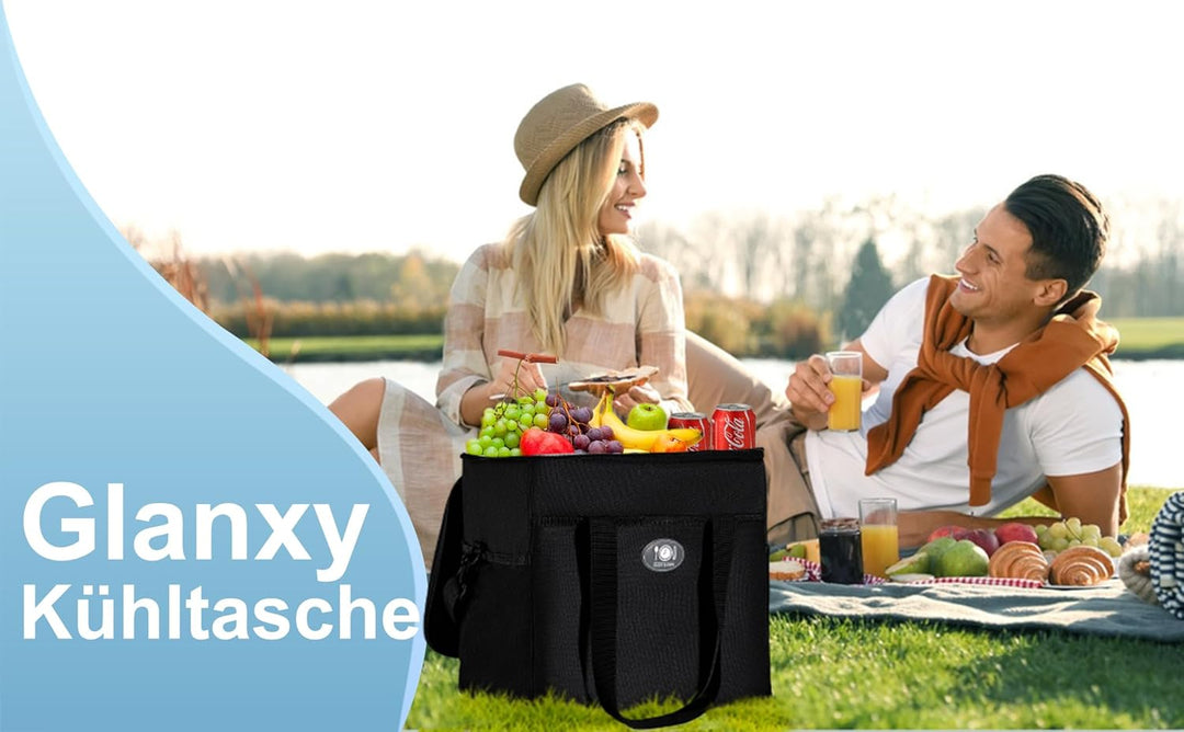 Glanxy Kühltasche Klappbare 16L, Kühlbox Tragbare Eistasche Faltbar, Thermotasche, Picknicktasche, L