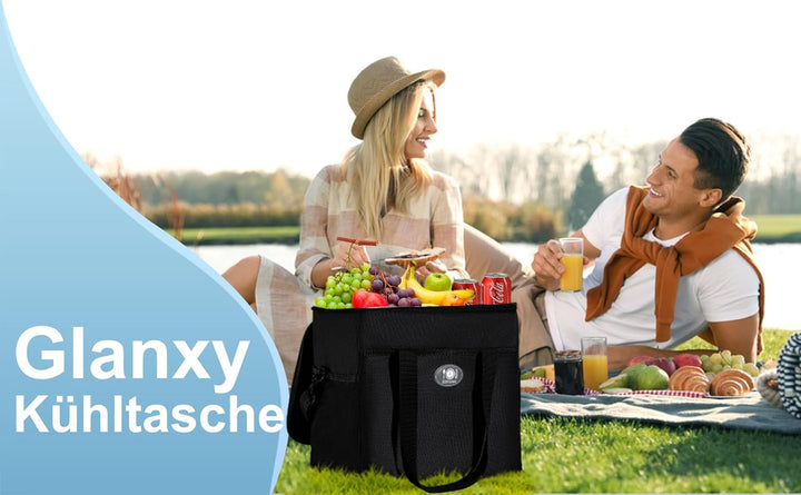 Glanxy Kühltasche Klappbare 16L, Kühlbox Tragbare Eistasche Faltbar, Thermotasche, Picknicktasche, L