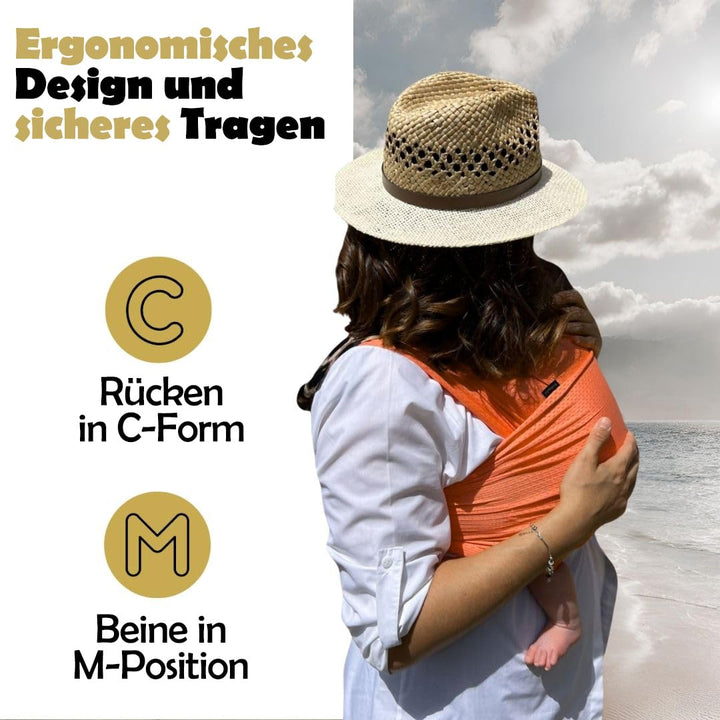 Amarsupiel | Wasser-Babytrage | Schnelltrocknend || Waterproof | Farbe Koralle, Koralle