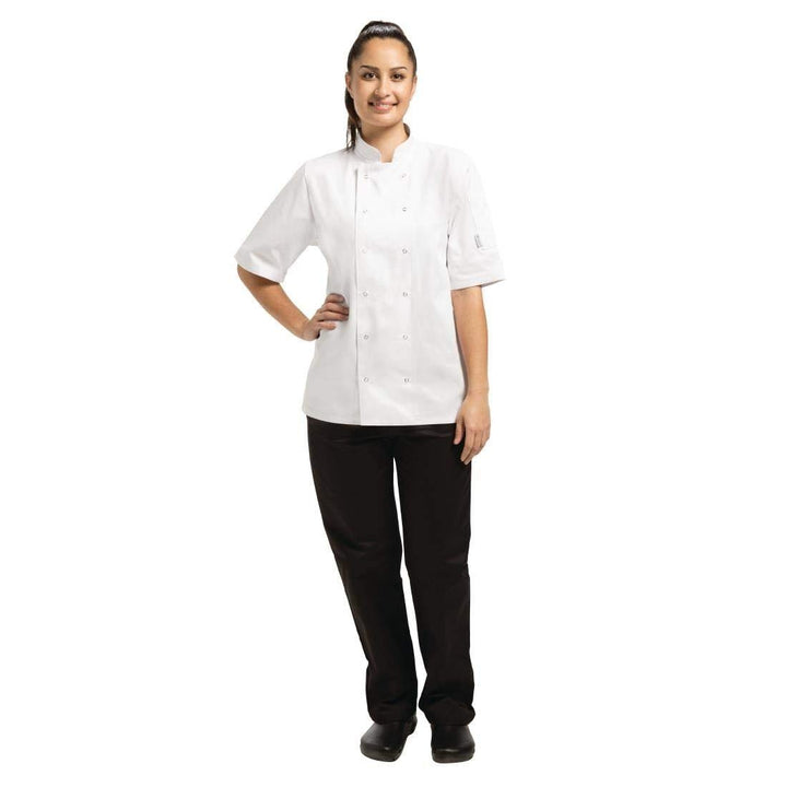 Whites Chefs Clothing Vegas Unisex Polycotton Koch-Jacke Kurzarm, XL / X-Large / Extra-Large, Weiss,
