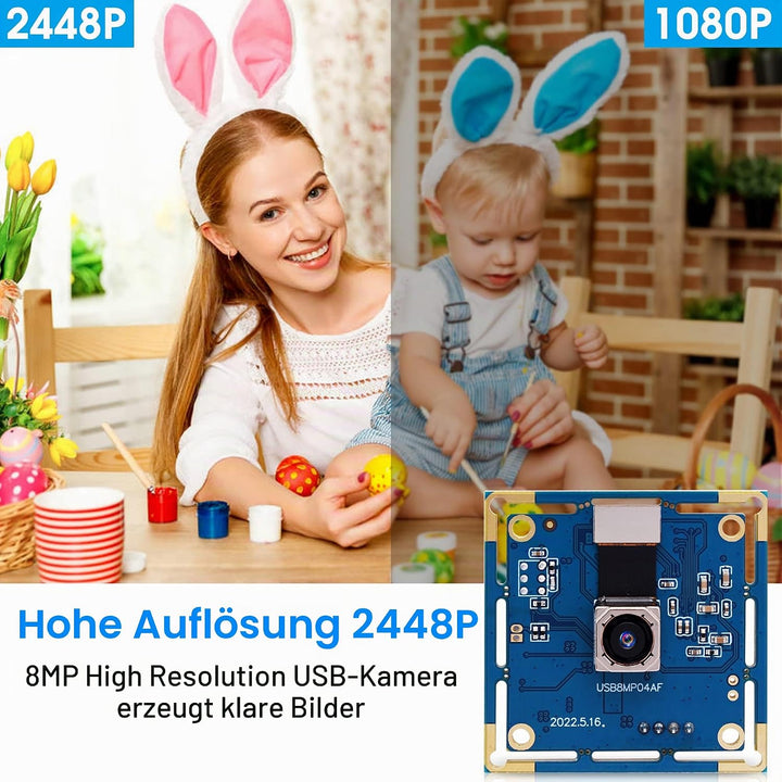 ELP 8MP USB Autofokus-Kamera für Computer und 3D-Drucker, Full HD 2448P, Lightburn Cam