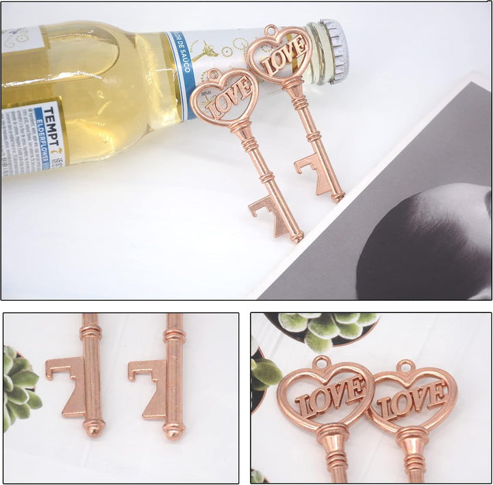 Makhry 50 Stück Schlüssel Flaschenöffner Hochzeit Herz Vintage Rustikal Hochzeitsgeschenke Souvenir