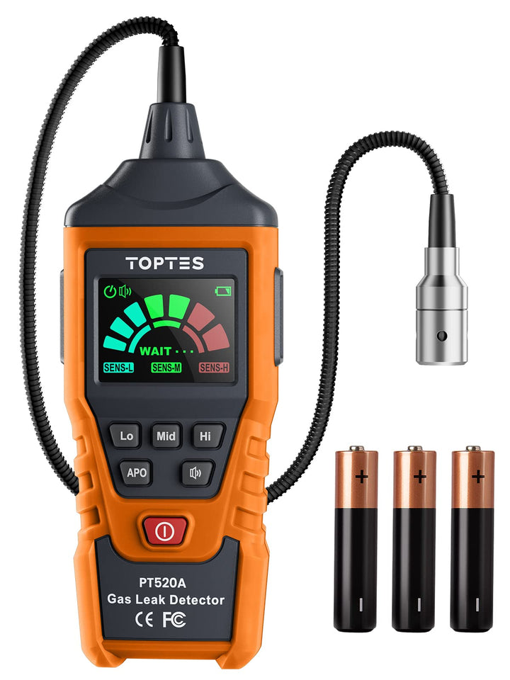 Gasmelder, TopTes PT520A Erdgasdetektor für Zuhause und Wohnmobil mit 43,5 cm Sonde zur Ortung von G