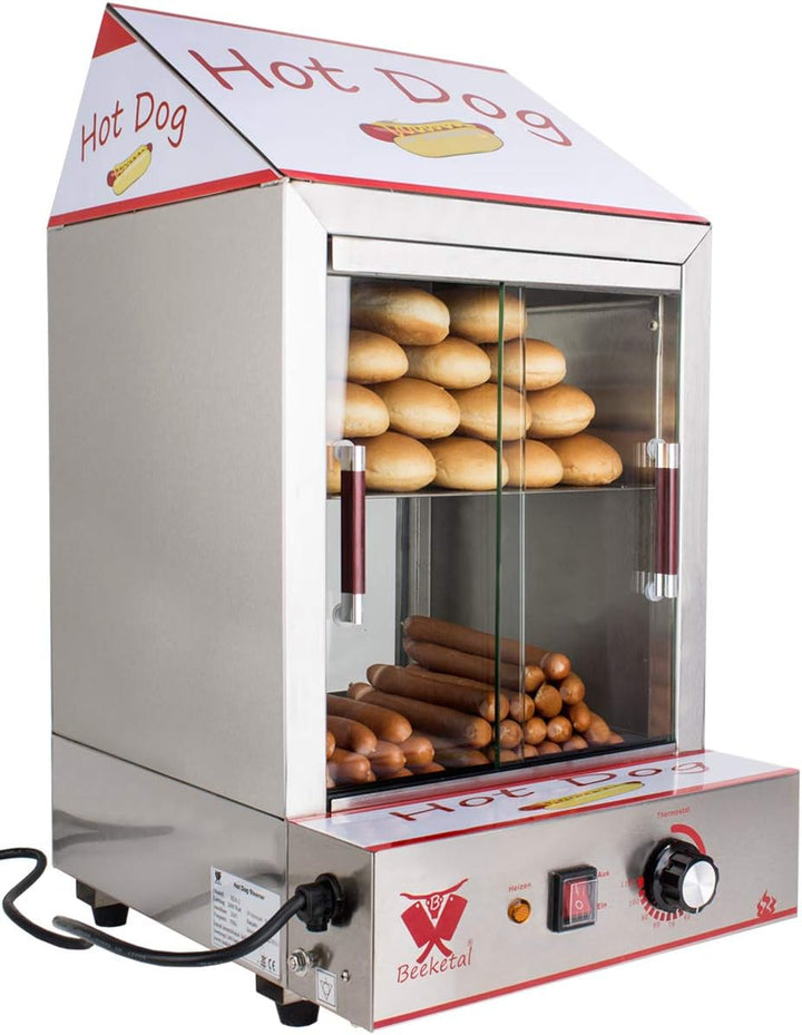 Beeketal 'HDS-2' Profi Gastro Edelstahl Hot Dog Steamer Maker zum Erhitzen und Warmhalten von ca. 10