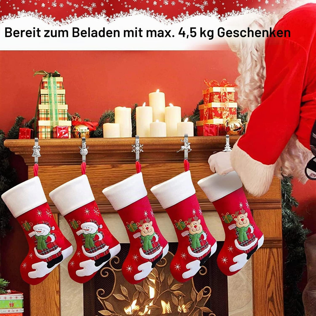 KAHEIGN 5Pcs Weihnachtsstrumpf Halter Metall Kamin Haken - Weihnachtsstrumpf Aufhänger Haken für Wei