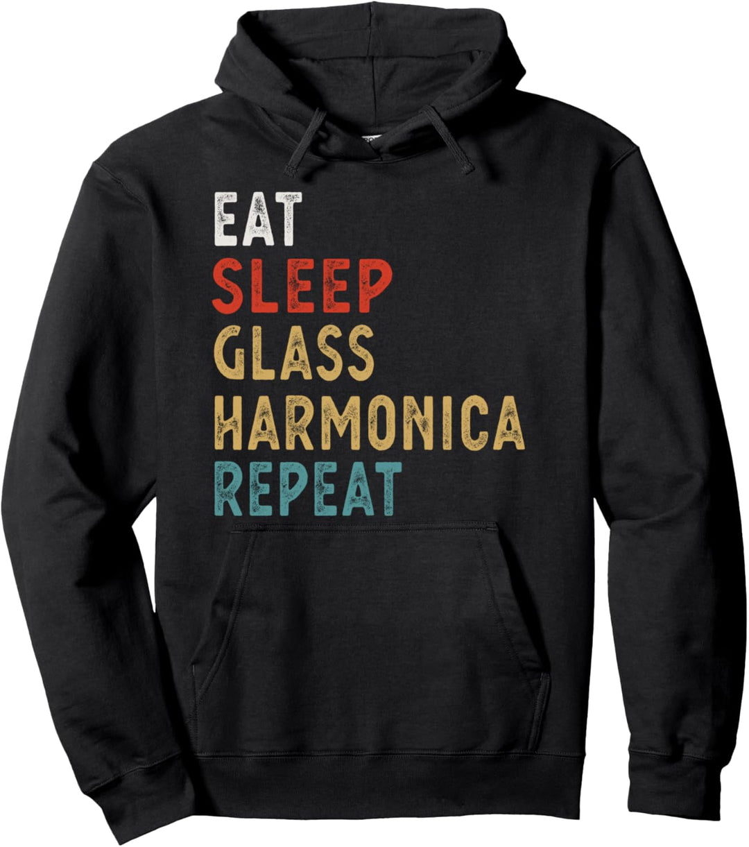 Vintage Eat Sleep Glasharmonika-Wiederholung Lustige Glashar Pullover Hoodie