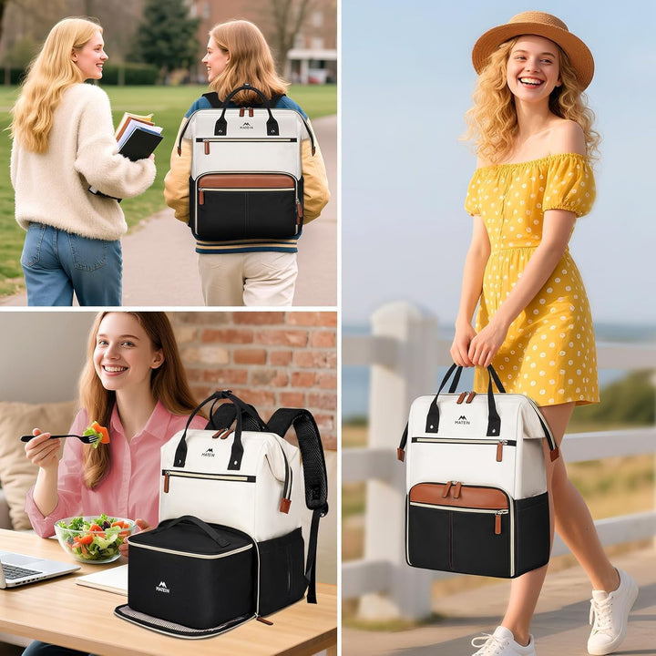 MATEIN Rucksack Damen Gross mit Isolierted Kühltasche, Laptop Rucksack Damen 17,3 Zoll, Arbeitsrucks
