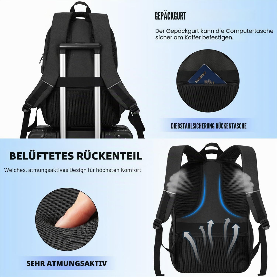 kadilong 17.3 Zoll Rucksack Herren Damen,Schulrucksack Teenager Schultasche Schulranzen mit Laptopfa