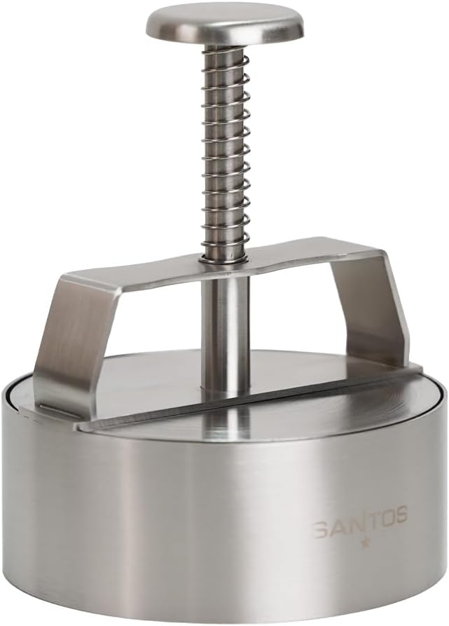SANTOS Burger Set - 10-teilig: Edelstahl Presse, Wender, Smasher, Schmelzglocken & Spiesse für perfe