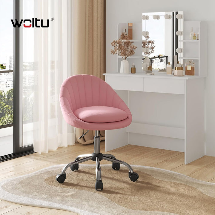 WOLTU Homeoffice Stuhl, Bürostuhl ergonomisch, Schminkstuhl drehbar, Drehstuhl mit Rollen, Schreibti