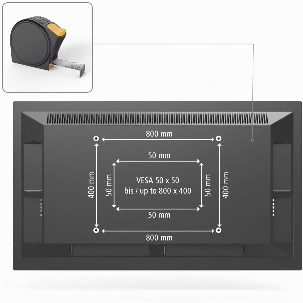 Hama TV Wandhalterung (37 - 90 Zoll TV Halterung für Fernseher bis zu 100kg, max. VESA 800x400, fest