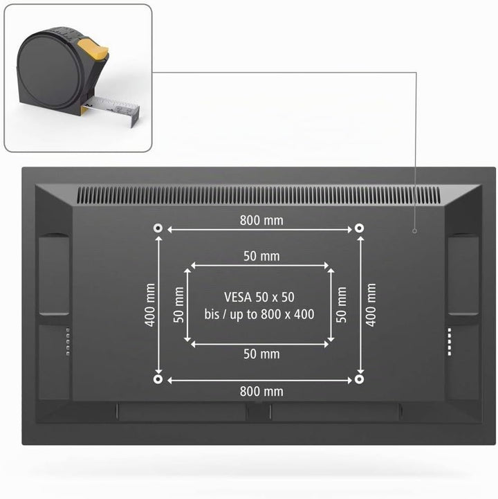 Hama TV Wandhalterung (37 - 90 Zoll TV Halterung für Fernseher bis zu 100kg, max. VESA 800x400, fest