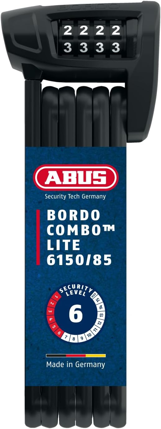 ABUS Faltschloss Bordo Combo Lite 6150/85 mit Tasche - Extra-leichtes Zahlenschloss aus Spezialstahl