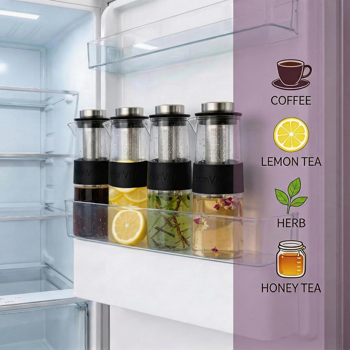 bonVIVO Cold Brew Coffee Maker - Kaffeebereiter mit Glaskaraffe aus Borosilikatglas und Edelstahl-Fi