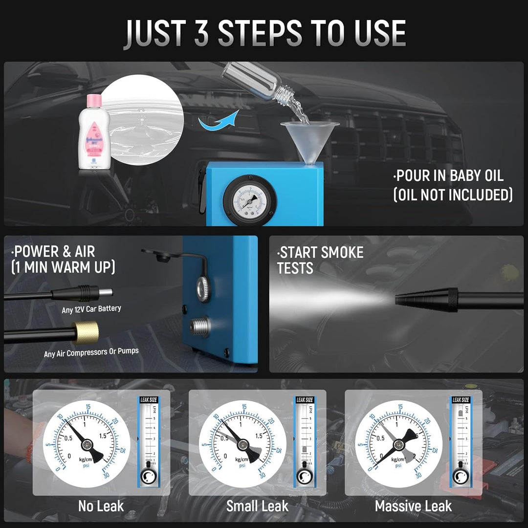 VXSCAN Automotive Smoke Leak Tester V3, Nebelmaschine KFZ EVAP Kraftstoffleitungs Lecksucher für all