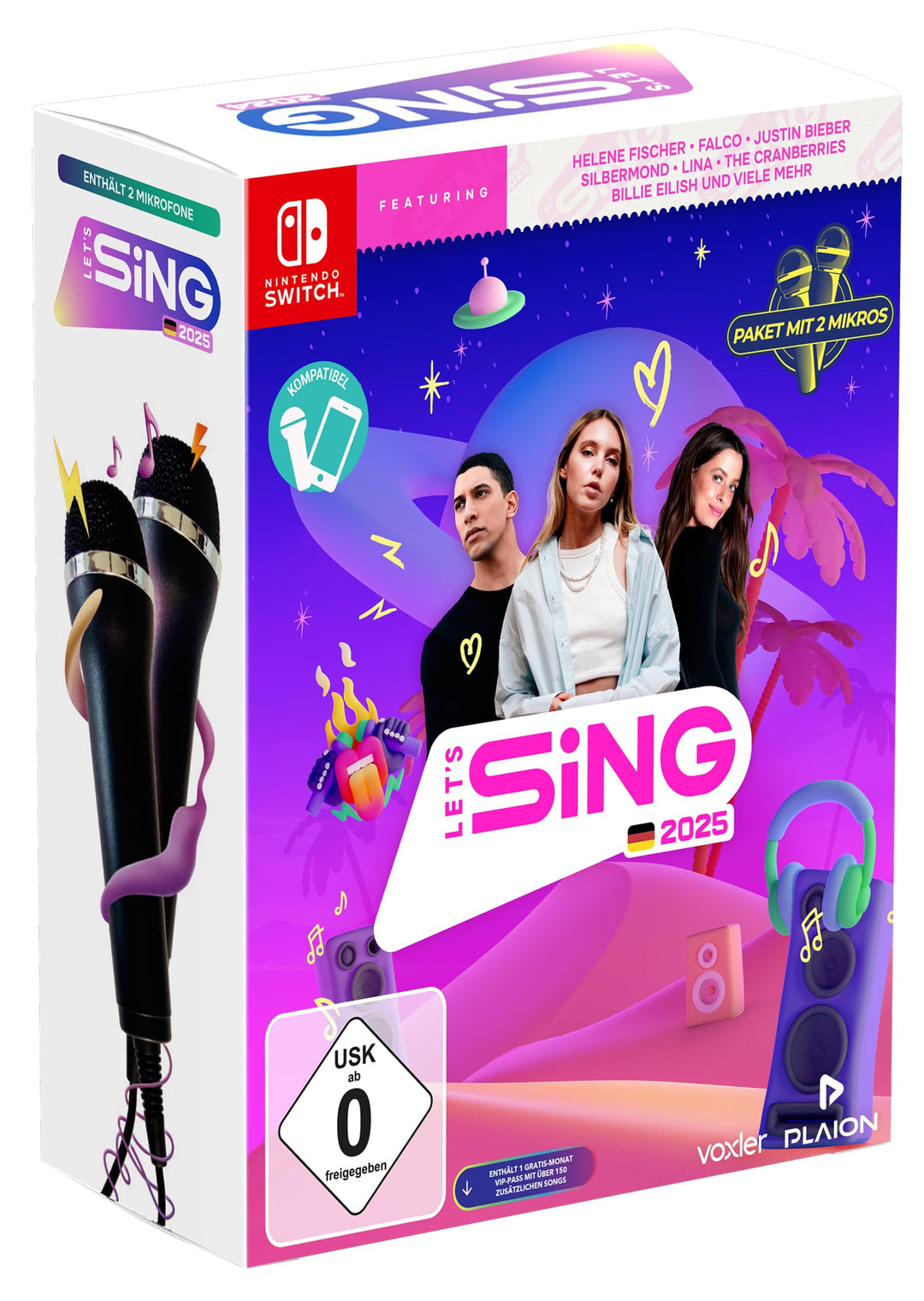 Let's Sing 2025 German Version (+ 2 Mics) (Nintendo Switch) Nintendo Switch Spiel + 2 Mikrofone, Nin