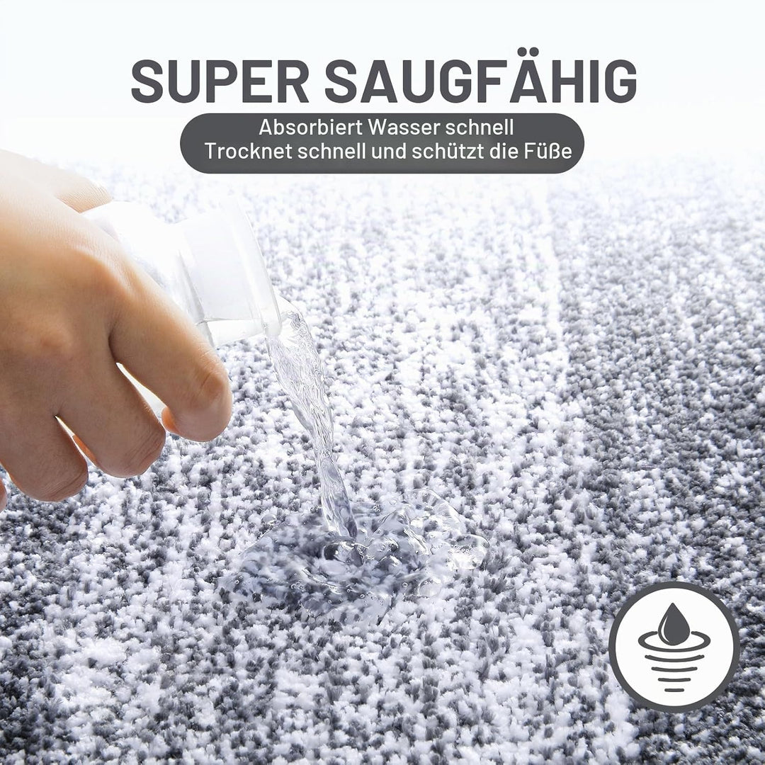 Enyhom Mikrofaser Badteppich Set 2 Teilig Grau rutschfeste Saugfähig Weiche Badematte Toilettenmatte