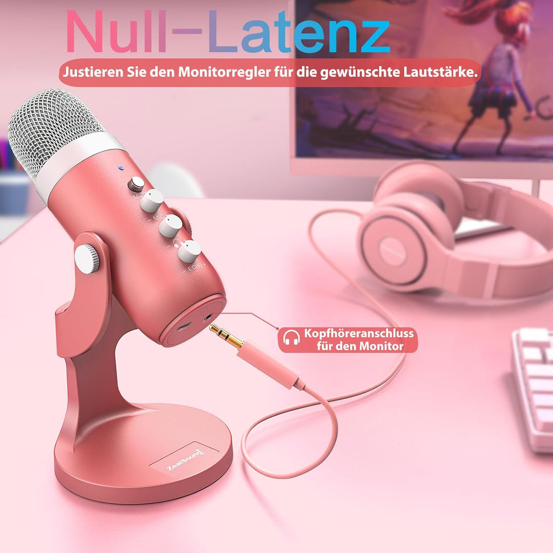 zealsound USB Mikrofon, k66 Gaming Mikrofon für Handy, PC, PS4&amp;5, Kardioid Studio Kondensatormikrofo