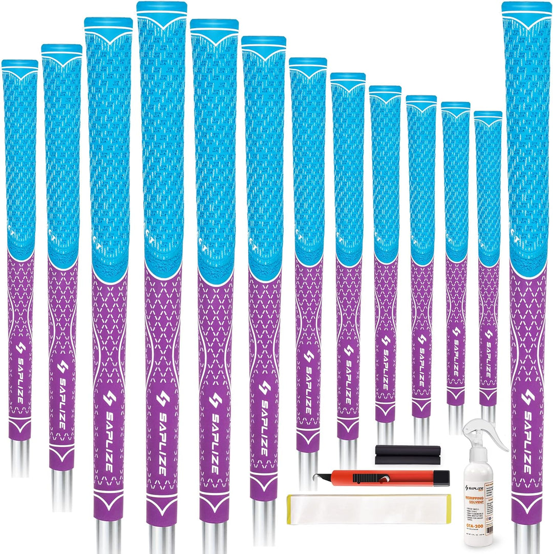 SAPLIZE Golfgriffe, Paket A (13 Griffe und komplettes Regripping-Kit), Paket B (13 Griffe), 7 Farben
