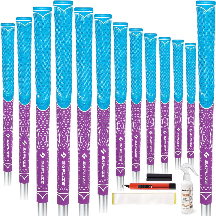 SAPLIZE Golfgriffe, Paket A (13 Griffe und komplettes Regripping-Kit), Paket B (13 Griffe), 7 Farben
