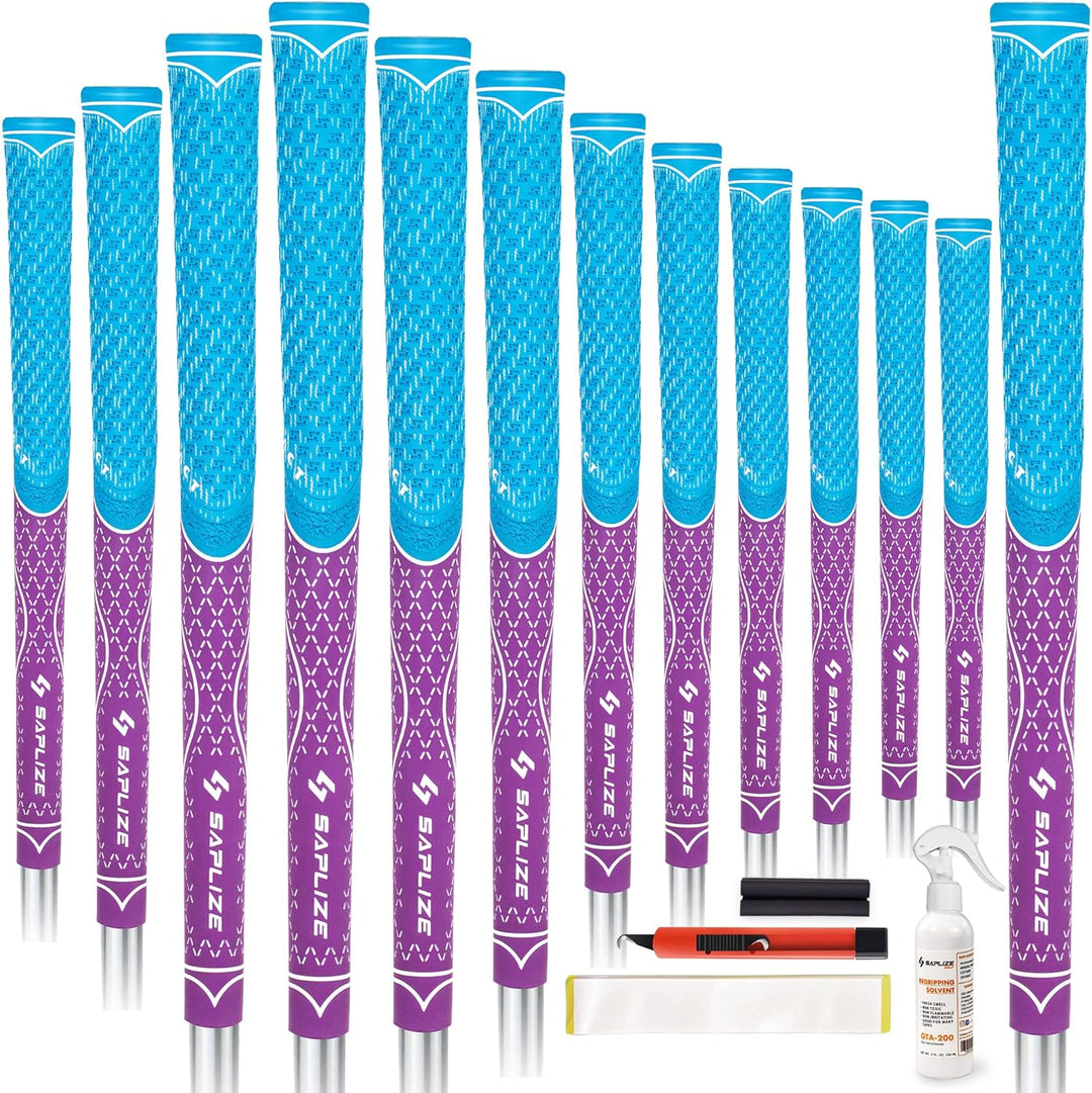 SAPLIZE Golfgriffe, Paket A (13 Griffe und komplettes Regripping-Kit), Paket B (13 Griffe), 7 Farben