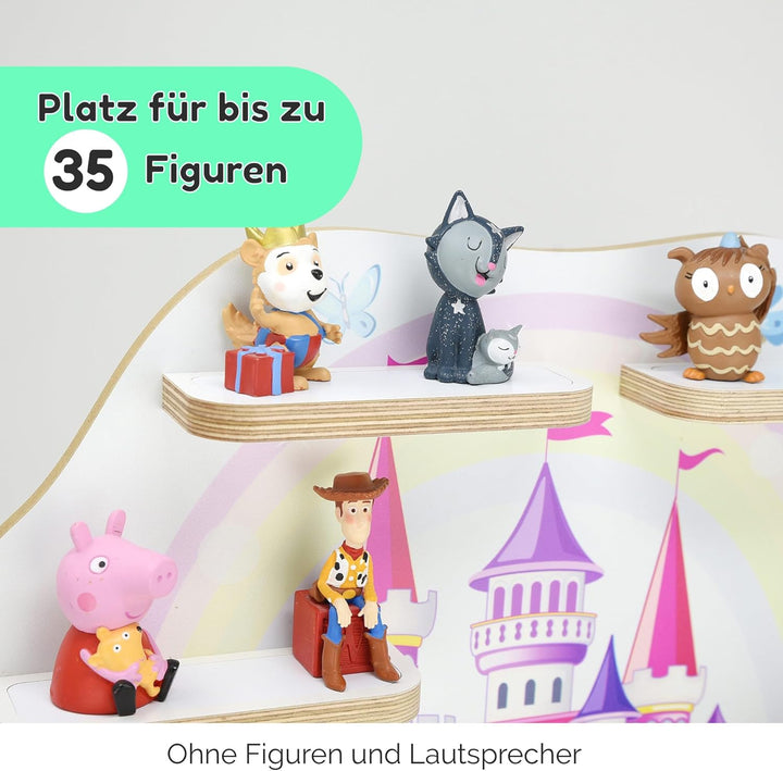 stadtecken Holzregal für Musikbox I passend für die Toniebox und ca. 35 Tonies I Perfekte Aufbewahru