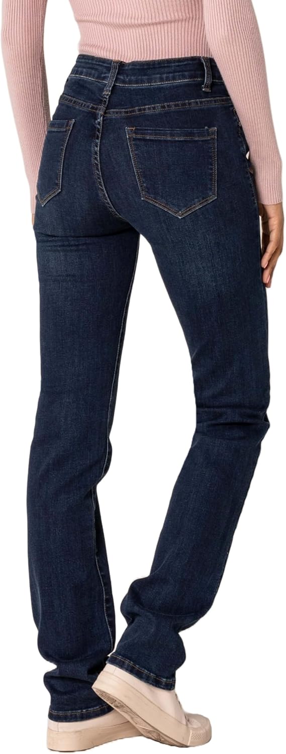 Nina Carter P209 Damen High Waist Tall Jeans Straight Leg Jeanshose mit geradem Beinschnitt Used-Loo