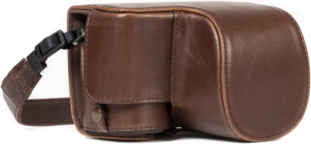 MegaGear Sony Alpha A6500 (16-50 mm) Ever Ready Leder Kamera-Case mit Trageriemen und Batteriezugang