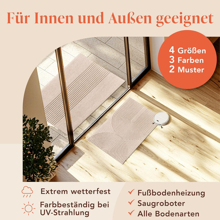 Blumtal Fussmatte 40x60 cm - rutschfeste Schmutzfangmatte - Fussabtreter mit Muster - Fussmatten Hau