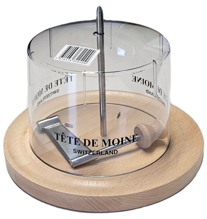 Käsehobel mit Kunststoffhaube für Tete de Moine Käse und Choco Roulette