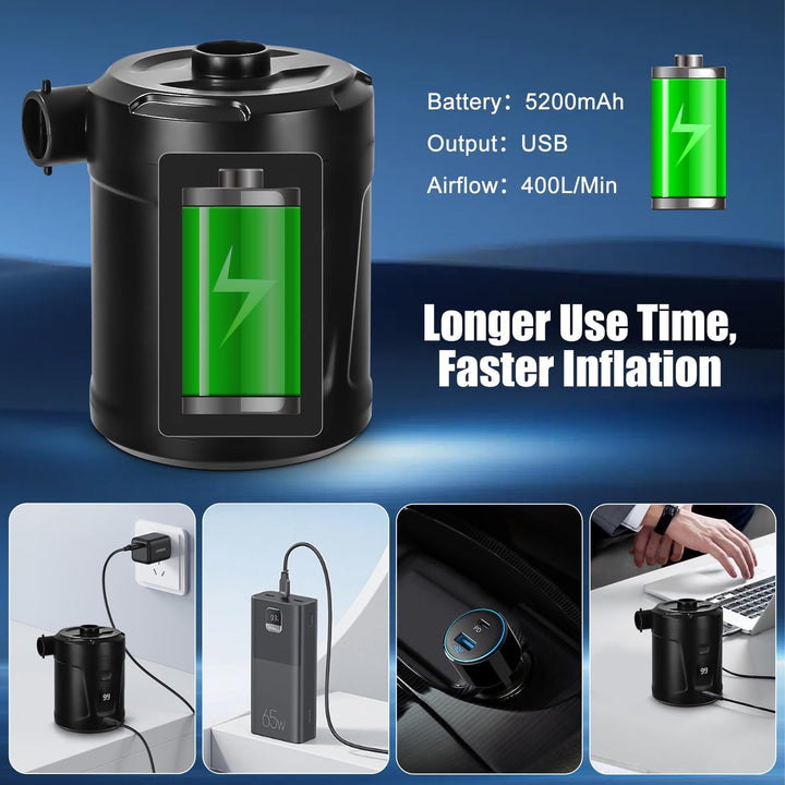 Elektrische Luftpumpe,5200mAh Wiederaufladbare Akku Luftpumpe,Mini Luftpumpe Elektrisch Inflator mit