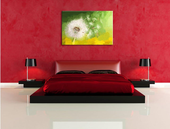 Pixxprint Löwenzahn Samen Kunst als Leinwandbild/Grösse: 100x70 cm/Wandbild/Kunstdruck/fertig bespan