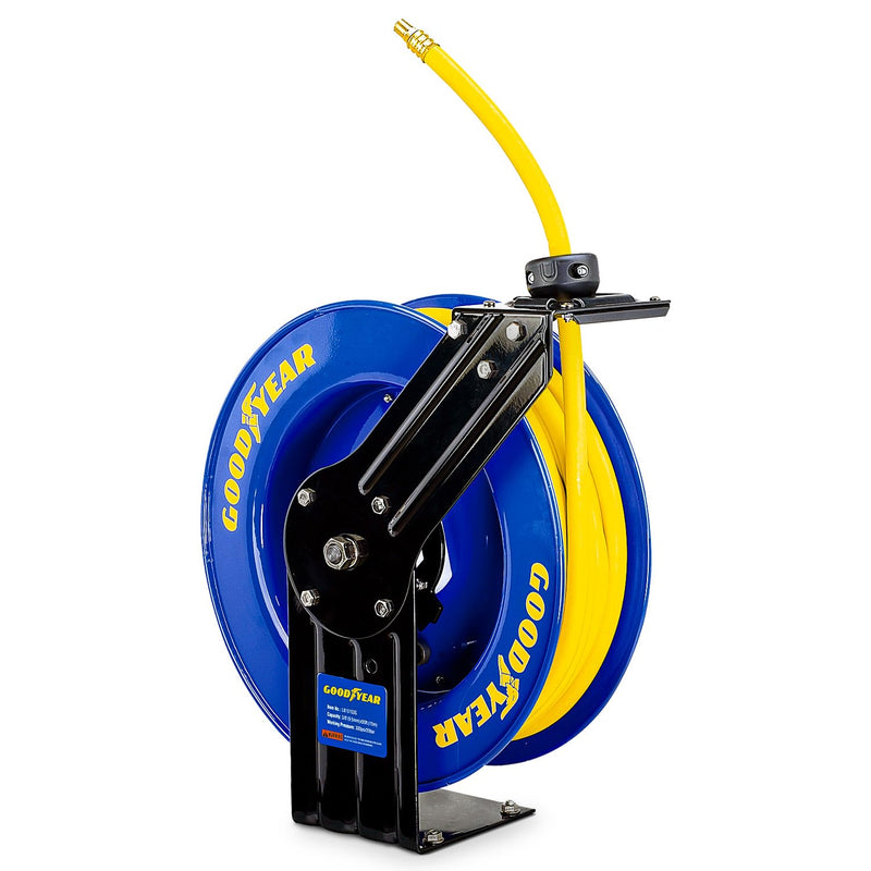 Goodyear Schlauchtrommel Stahl Einziehbare Air Compressor Schlauchaufroller mit 9,5mm × 15m schlauch