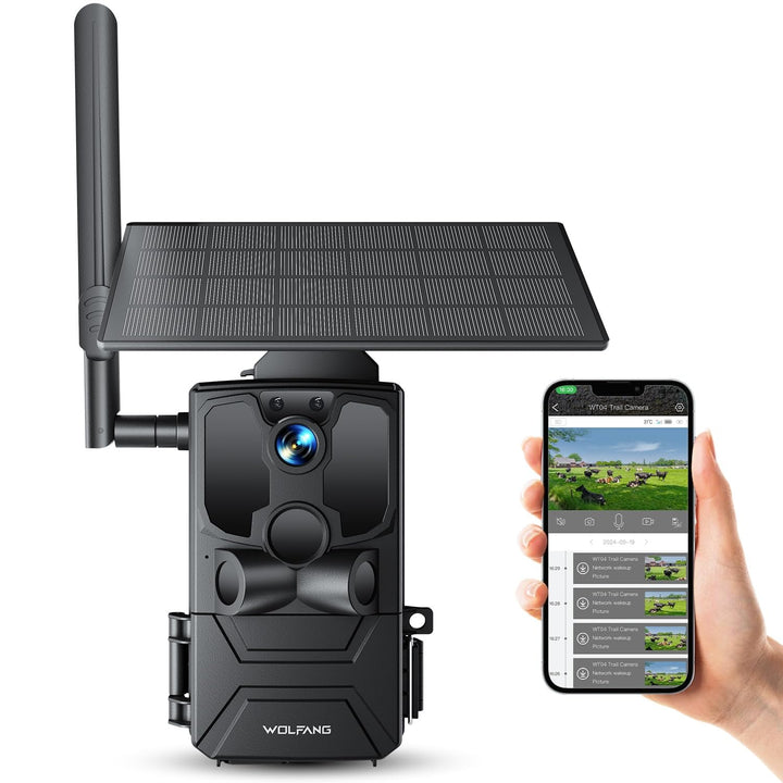 WOLFANG Wildkamera, 2.5K 4G LTE Live Solar Übertragung Wildkamera mit Handyübertragung App, Echtzeit