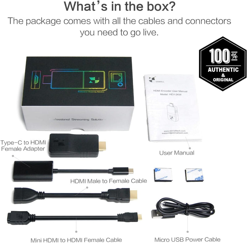 DDMALL Wireless Streaming Encoder, H.265 H.264 HDMI Live-Video-Encoder, Streamen von 1080p auf Faceb