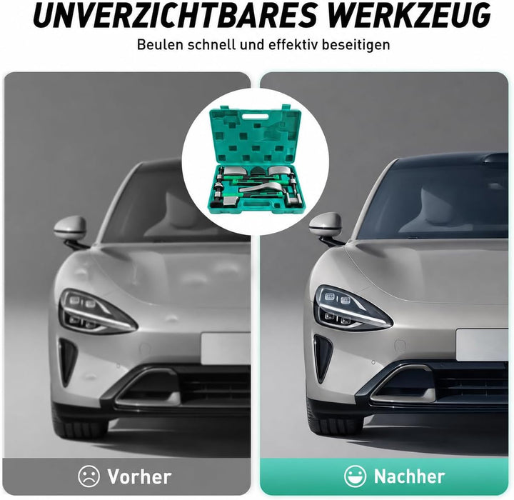 Karosserie Ausbeul Werkzeug Set, 9-tlg Hammerset Ausbeulwerkzeug Satz mit Ausbeulhämmer, Ausbeulwerk